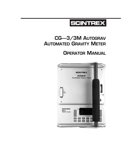 Scintrex CG-3/3M Autograv Automated Gravity Meter Operator Manual - cover page