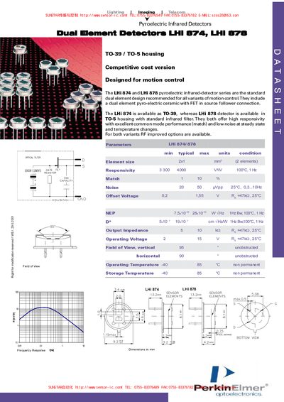 PerkinElmer TO-39 TO-5 housing Competitive cost version Designed for motion control - cover page