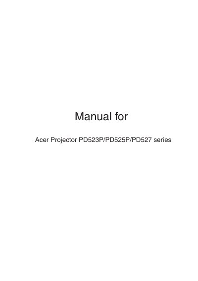 Acer PD523P/PD525P/PD527 Series Projector User Manual - cover page