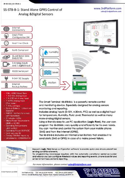 3rd Platform SS-STB-B-1 Stand Alone GPRS Control Handbook - cover page