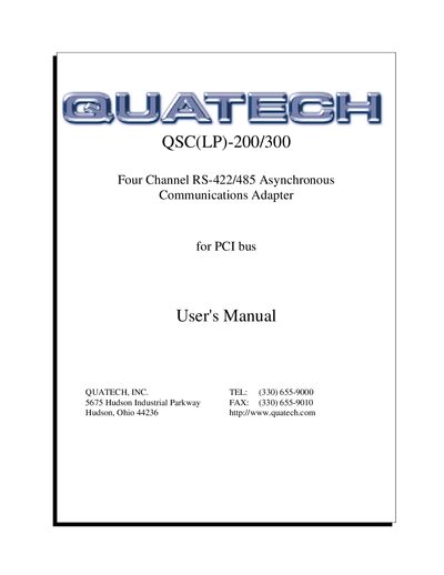 Quatech QSC(LP)-200/300 User Manual - cover page