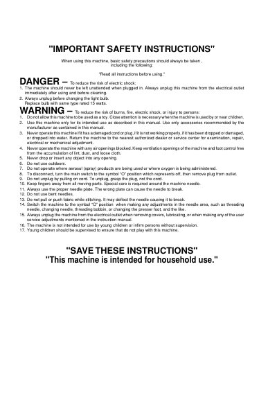 Epson Sewing Machine Safety and Operation Instructions - cover page