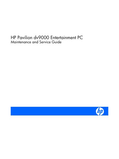 HP Pavilion dv9000 Entertainment PC Maintenance and Service Guide - cover page