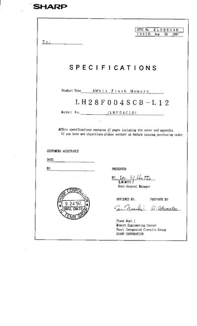 Sharp LH28F004SCB-L12 Datasheet - cover page