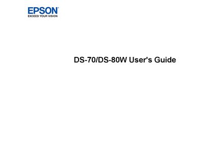 Epson DS-70/DS-80W Scanner User's Guide - cover page