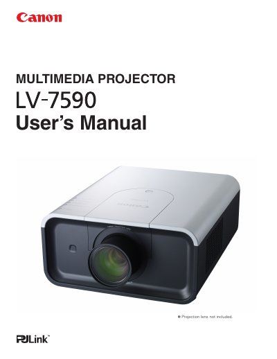Canon LV-7590 Multimedia Projector User's Manual - cover page