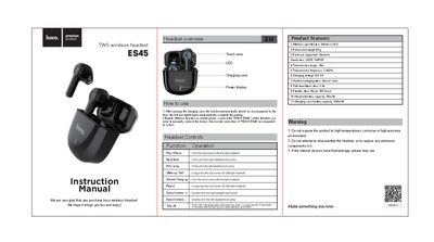 HOCO ES45 Wireless Headset User Manual - cover page