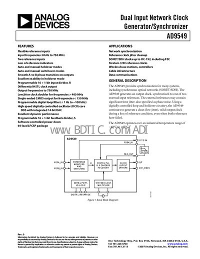 Analog Devices AD9549 Handbook - cover page