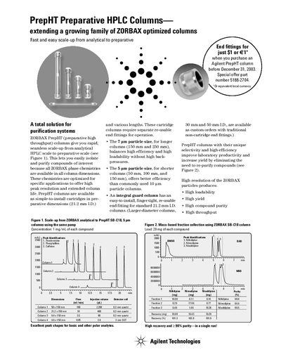 Agilent PrepHT Preparative HPLC Columns Product Leaflet - cover page