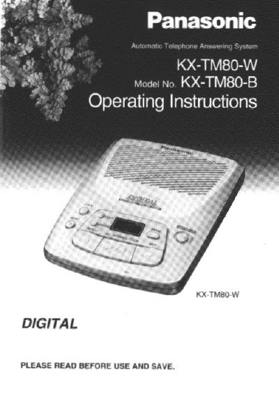 Panasonic KX-TM80B-W/TM80-B Manual - cover page