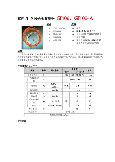 GT106 GT106-A Photoelectric Detector Manual - cover page