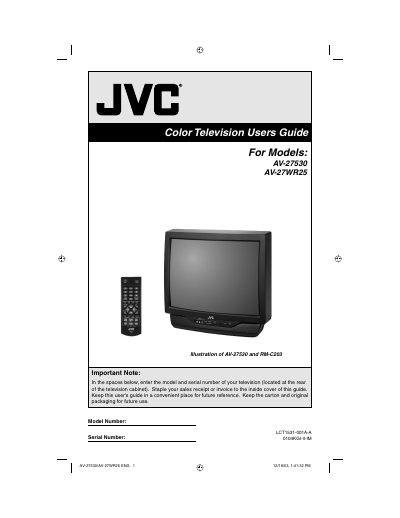JVC AV-27530 AV-27WR25 Color Television User Manual - cover page