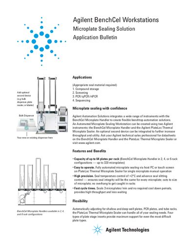 Agilent BenchCel Microplate Sealing Solution Application Bulletin - cover page