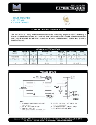 Merrimac PDF-2A-250 SQ Handbook - cover page