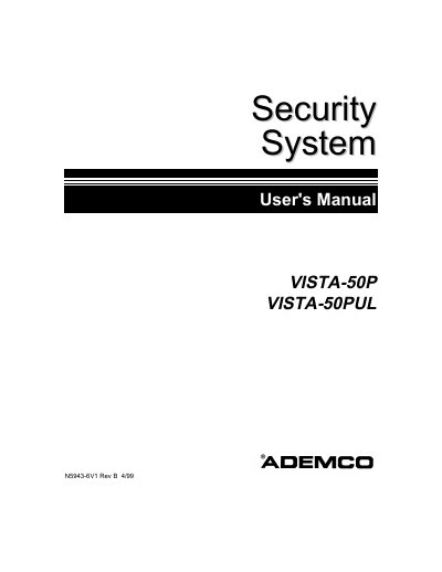 ADEMCO VISTA-50P/VISTA-50PUL User Manual