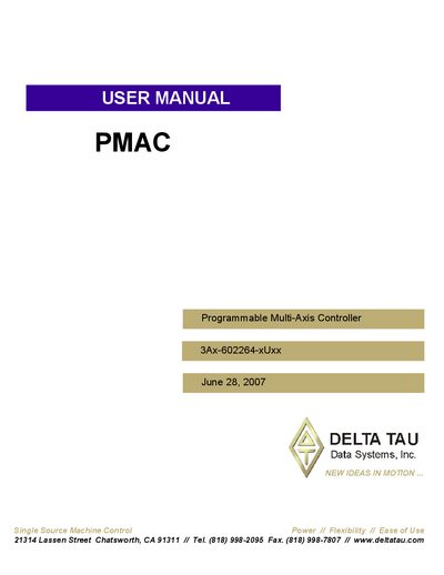 Delta Tau PMAC User Manual - cover page