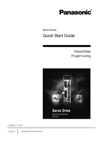Panasonic MINAS A5/A6 Servo Drive Quick Start Guide – PANATERM Fit‑gain Tuning - cover page