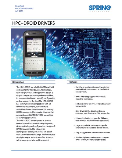 Springfield Research HPC+DROID Datasheet - cover page