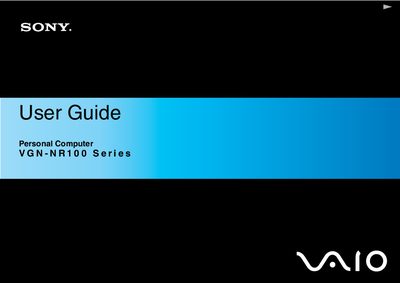 Sony VGN-NR100 Series PC User Guide - cover page