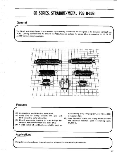 SD Series Straight/Metal PCB D-Sub Connector Handbook - cover page