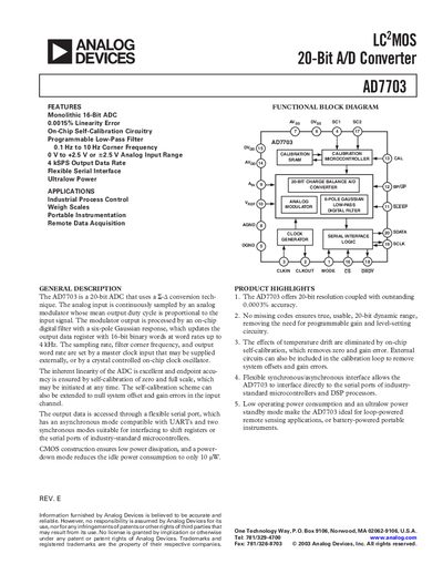 Analog Devices AD7703 Datasheet