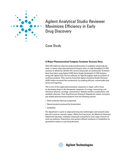 Agilent Analytical Studio Reviewer Case Study - cover page