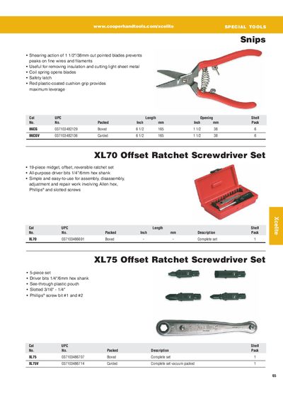 Cooper Tools Xcelite Snips Product Leaflet - cover page
