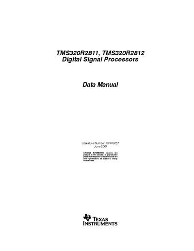 Texas Instruments TMS320R2811 / TMS320R2812 Digital Signal Processors Data Manual