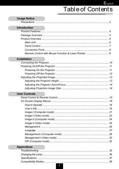 Acer XGA Single Chip 0.7" DLP Projector User Manual