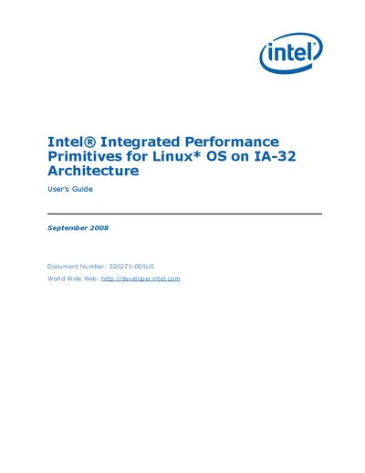 Intel Integrated Performance Primitives for Linux on IA-32 Architecture User Guide - cover page