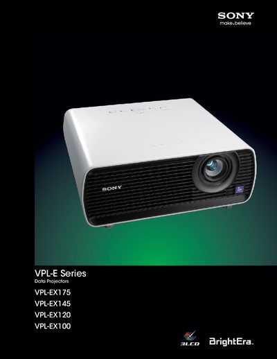SONY VPL-EX175/VPL-EX145/VPL-EX120/VPL-EX100 Data Projectors Manual - cover page