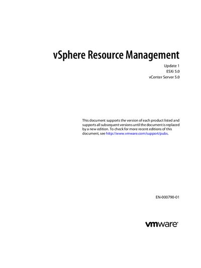 VMware vSphere Resource Management Update 1 for ESXi 5.0 and vCenter Server 5.0 - cover page