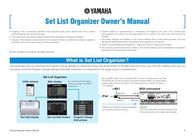 Yamaha Set List Organizer Owner's Manual - cover page
