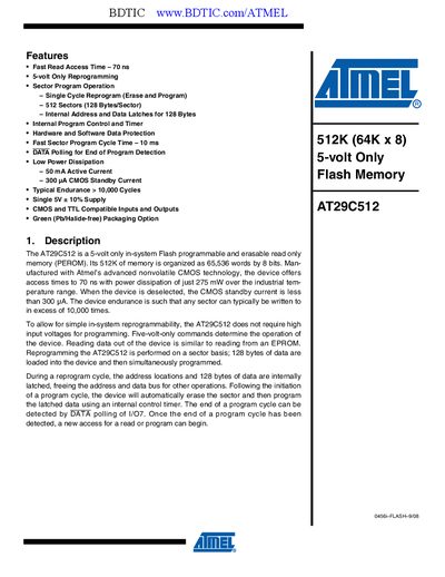 Atmel AT29C512 Handbook - cover page
