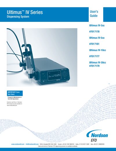 Nordson Ultimus IV Dispensing System User Guide - cover page