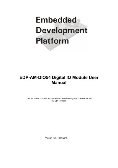 Electrocomponents EDP-AM-DIO54 Digital IO Module User Manual - cover page