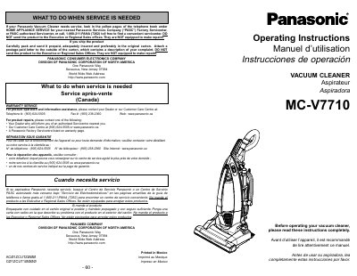 Panasonic MC-V7710 Vacuum Cleaner Operating Instructions - cover page