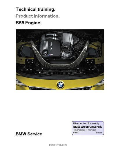 BMW S55 Engine Technical Training Manual - cover page