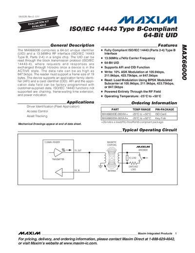 Maxim MAX66000 Datasheet - cover page
