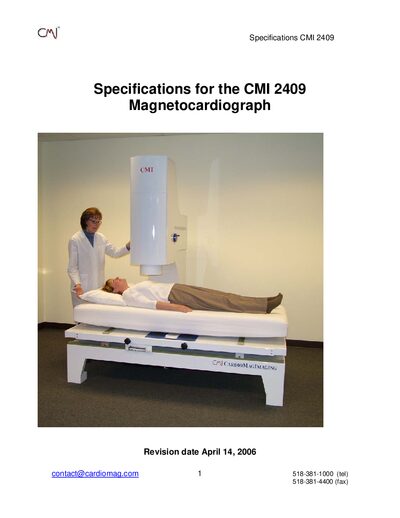 CMI 2409 Magnetocardiograph Specifications - cover page