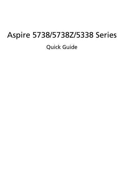 Acer Aspire 5738/5738Z/5338 Series Quick Guide - cover page