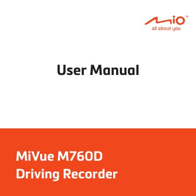MiTAC N594 DVR MiVue M760D Driving Recorder User Manual - cover page