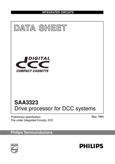 Philips SAA3323 Drive Processor for DCC Systems Datasheet - cover page