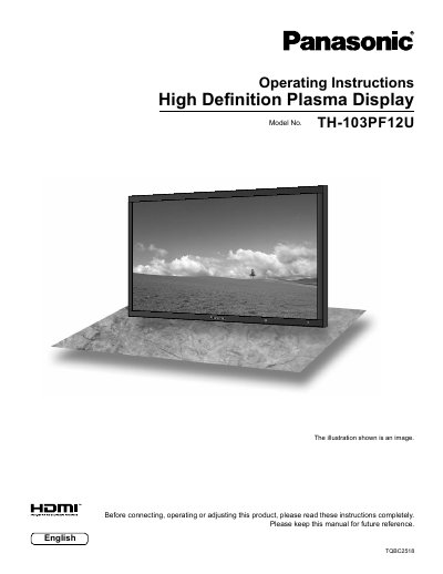 Panasonic TH-103PF12U Plasma Display Operating Instructions - cover page
