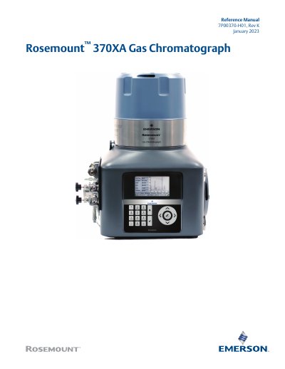 Rosemount 370XA Gas Chromatograph Reference Manual cover