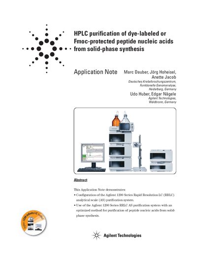 Agilent 1200 Series RRLC AS Purification of PNA Application Note