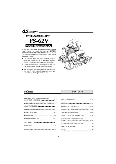 O.S. FS-62V Four Cycle Engine User Manual - cover page