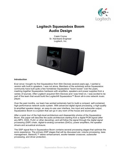Logitech Squeezebox Boom Audio Design - cover page
