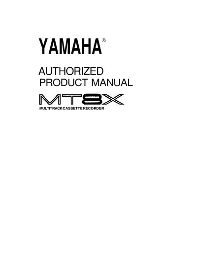 Yamaha MT8X Multitrack Cassette Recorder Operation Manual