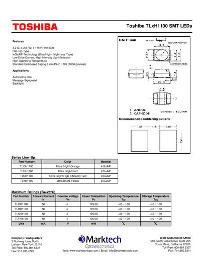 Toshiba TLxH1100 SMT LEDs Handbook - cover page